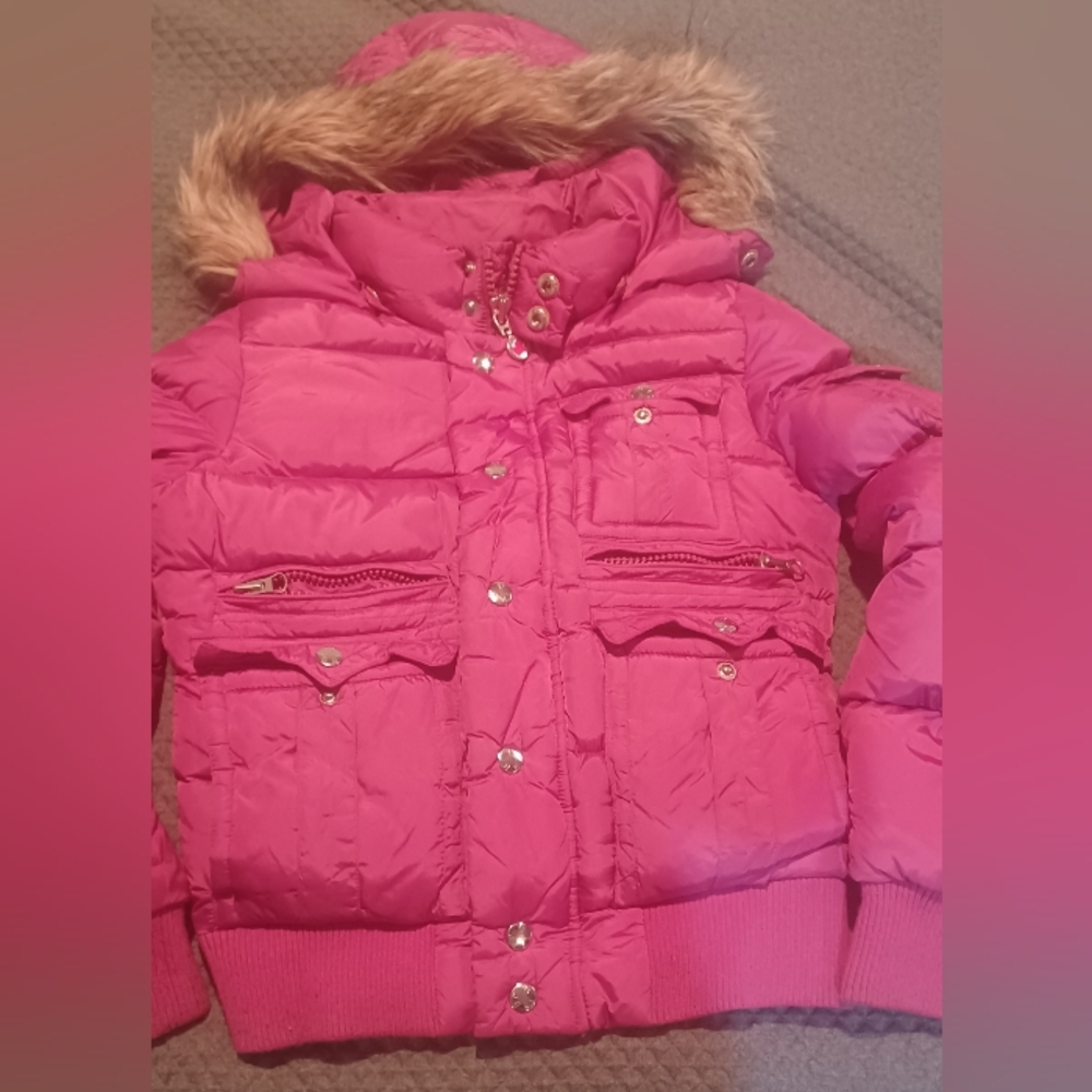 True Religion Down Pink‎ Puffer Coat Size XS